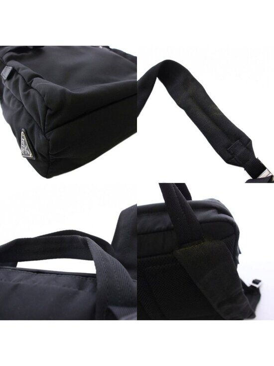 Prada Nylon Backpack Triangular Plate Black an main image 4